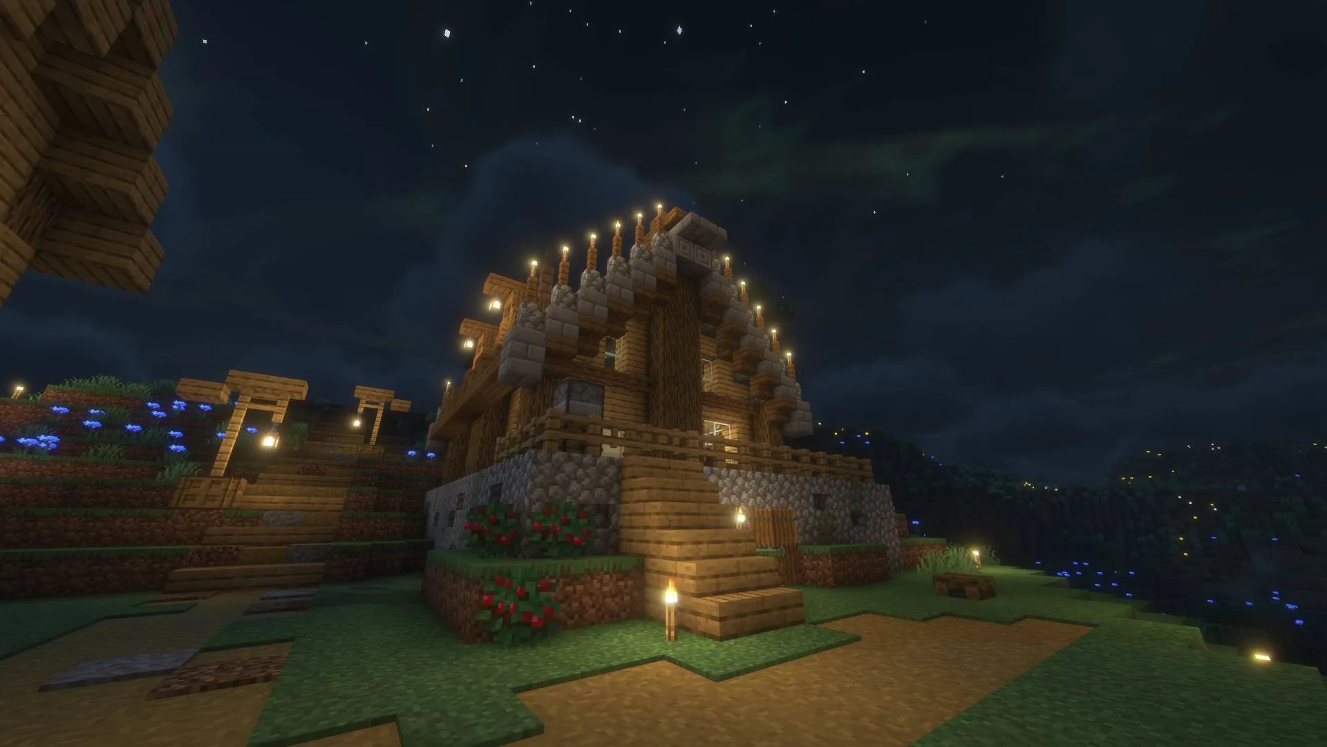 Дом ночью в шейдерах Zayko.