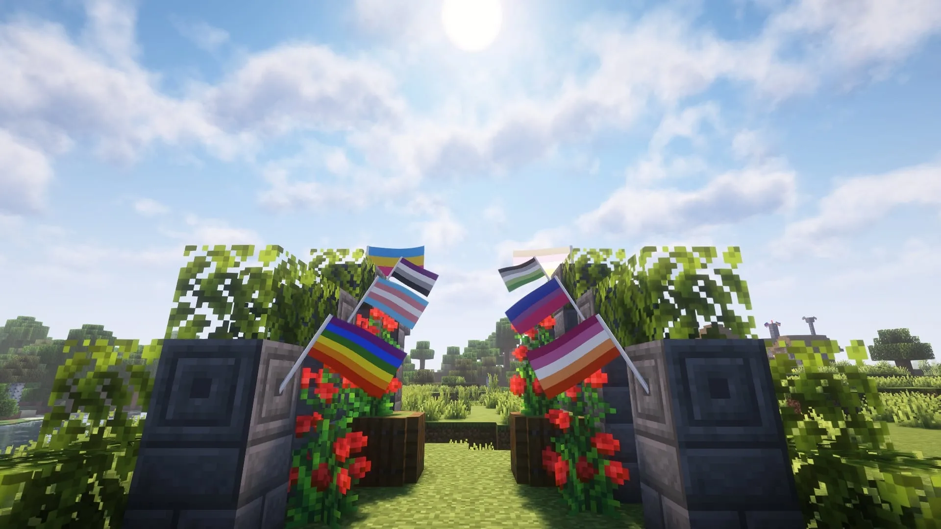 Демонстрация различных типов флагов в моде Pride!