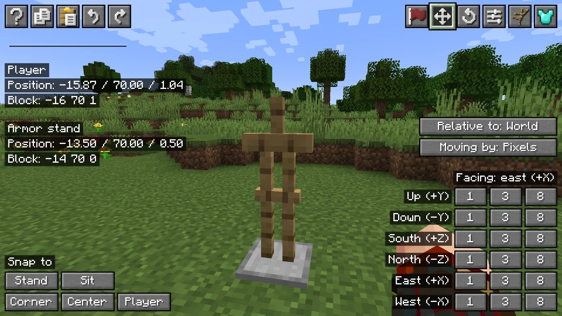 Интерфейс настройки стоек для брони.