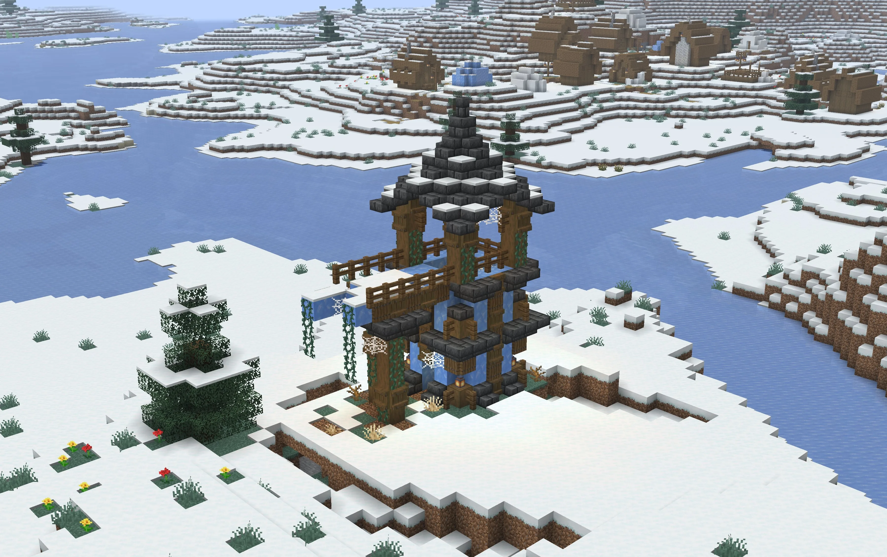 Башня изо льда в Minecraft-моде MinGen.