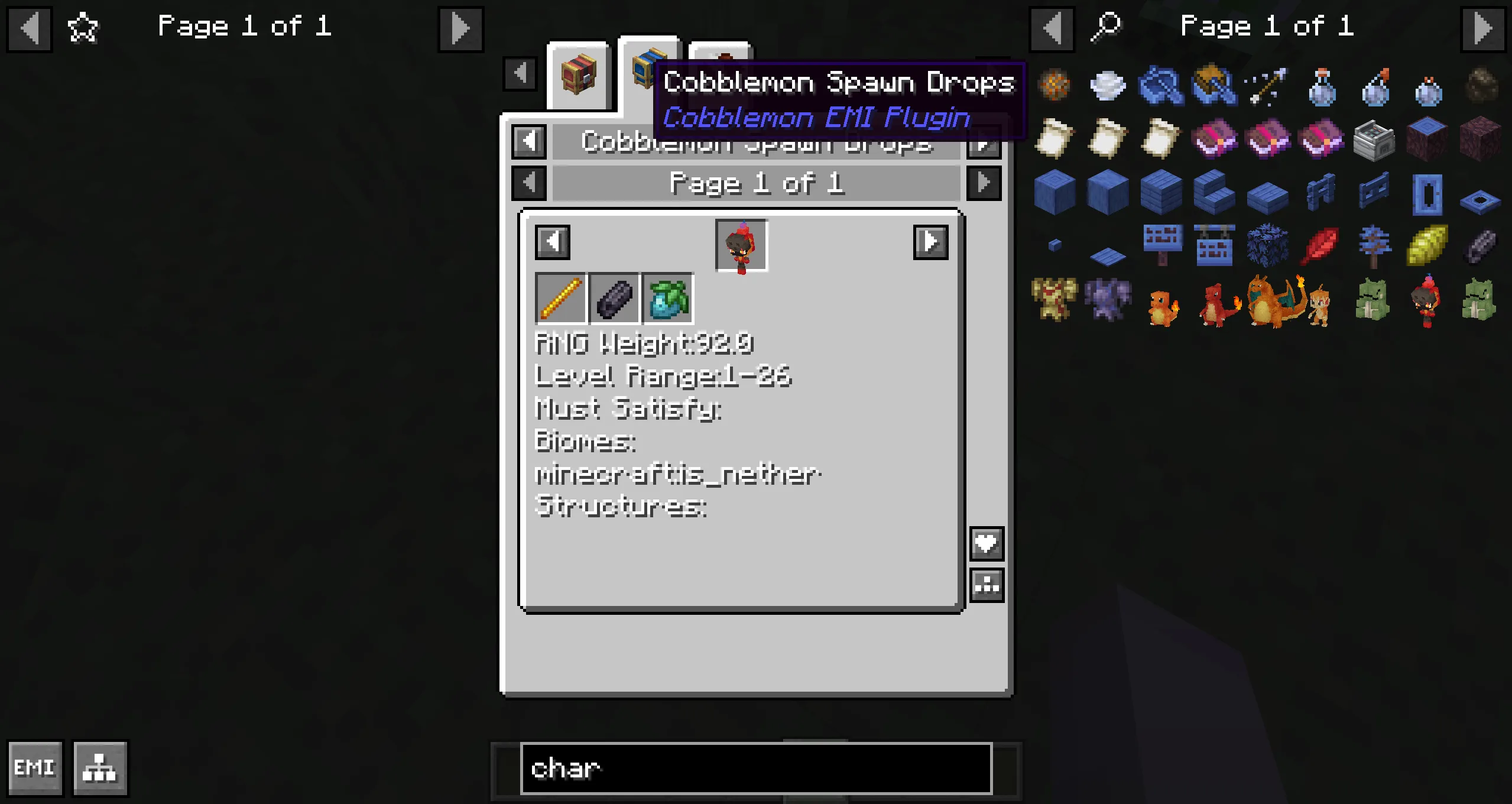 Особые предметы, выпадающие из покемонов в Cobblemon EMI
