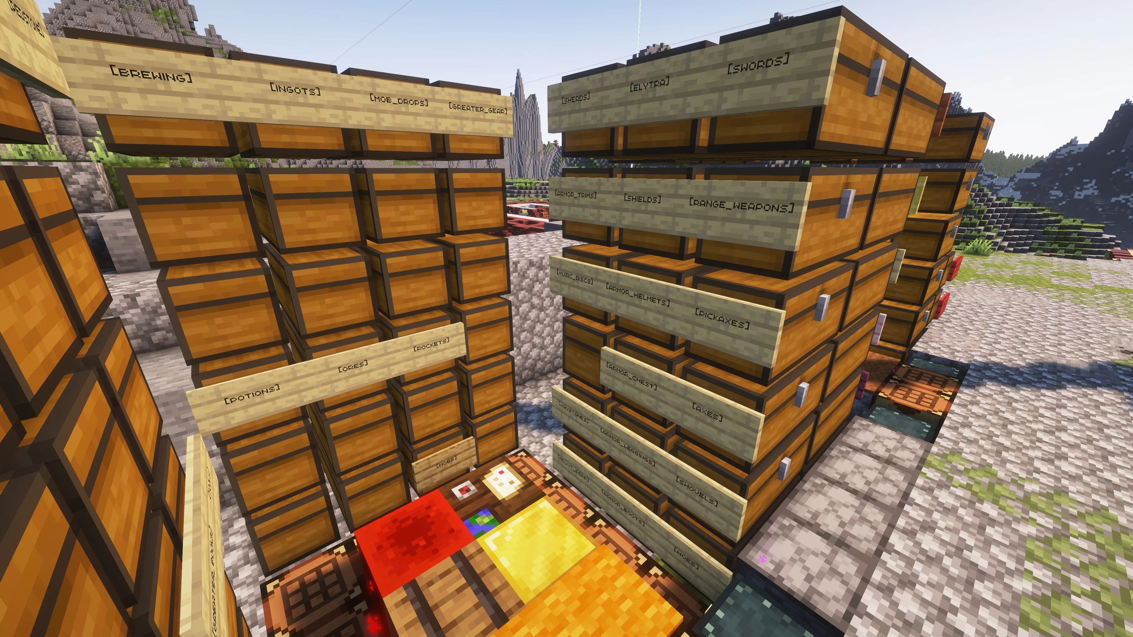 Пример схемы сортировки предметов в сундуках мода SortCraft