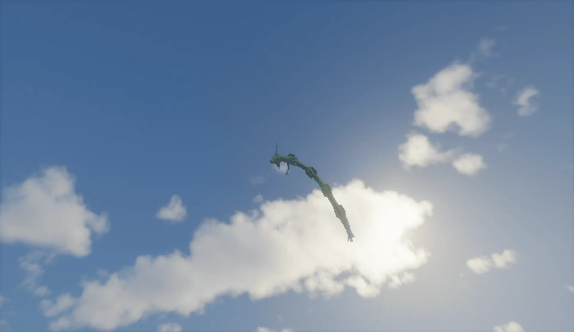 Rayquaza в стиле Cobblemon, переделанный из змеи.