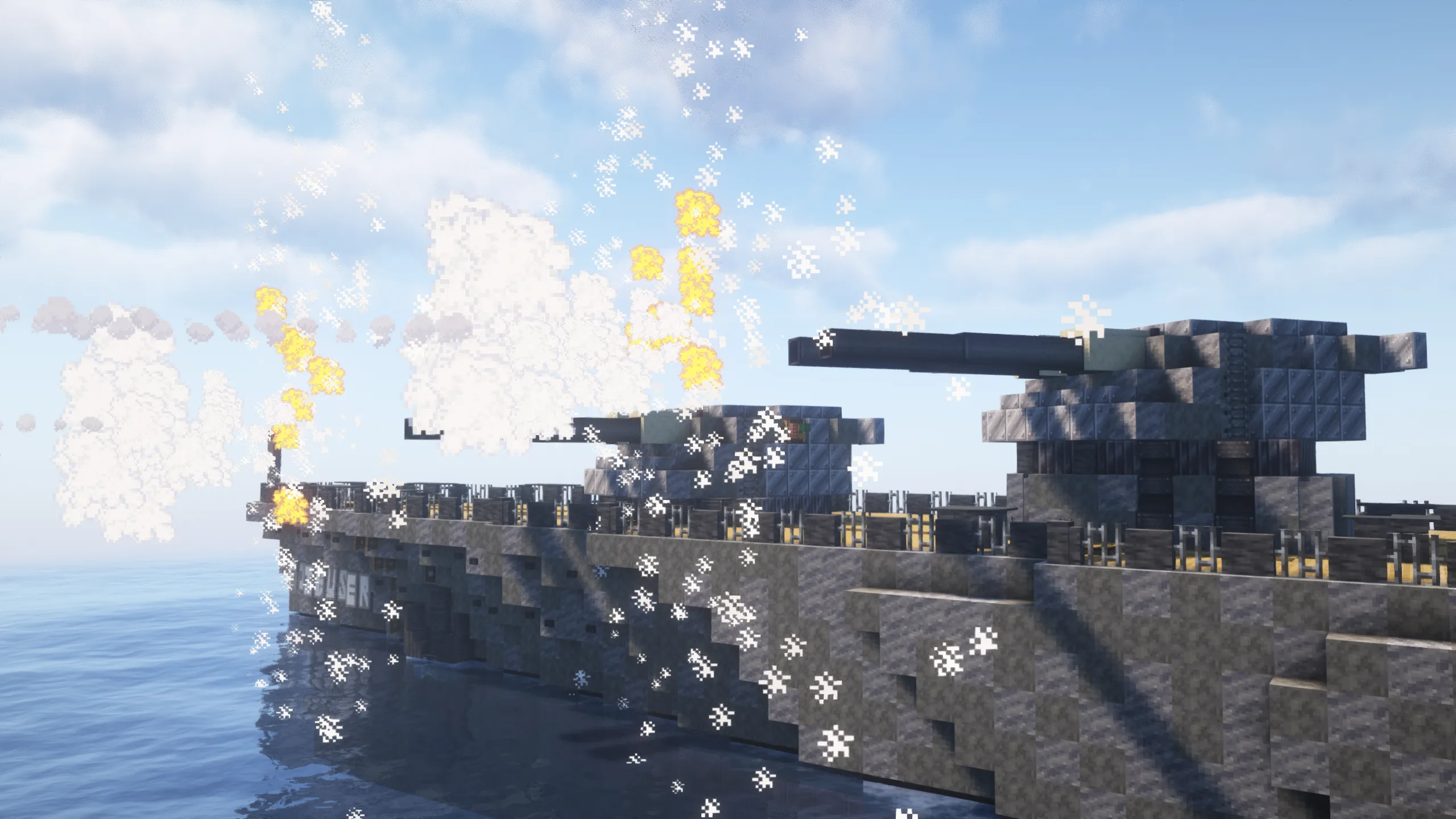 Линкор из мода Create Big Cannons, построенный игроком submarine1824.