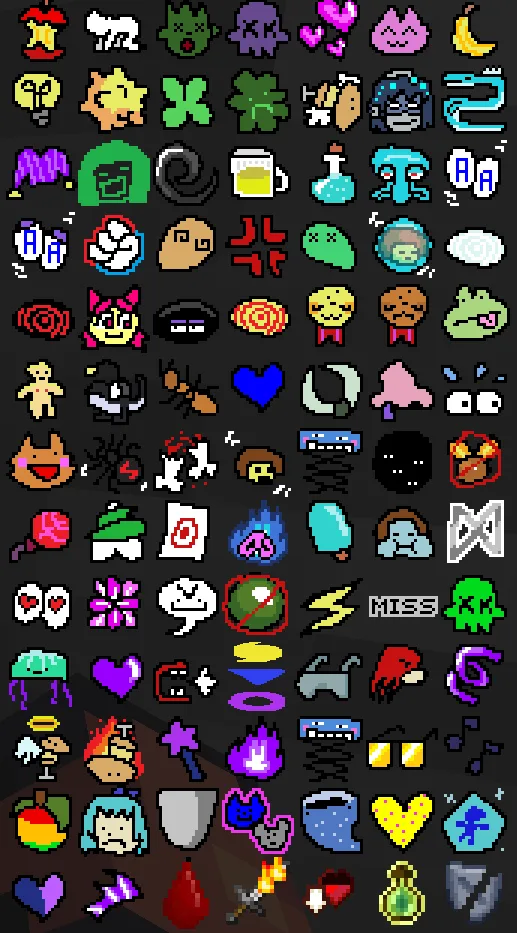 Страница спрайтов эффектов и иконок заклинаний в меню JEI