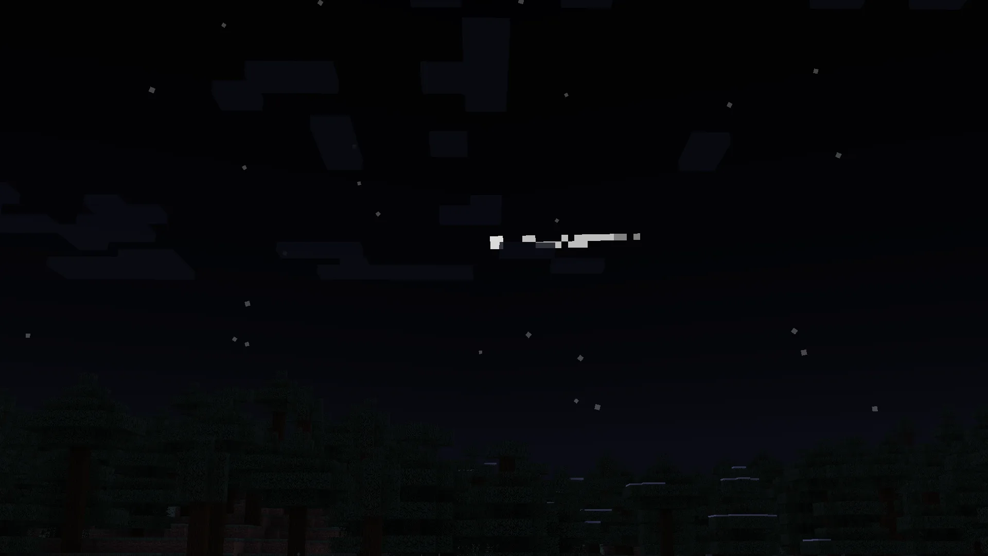 Падающая звезда в лесу в проекте Celestria с использованием текстурпака pixel-perfect.