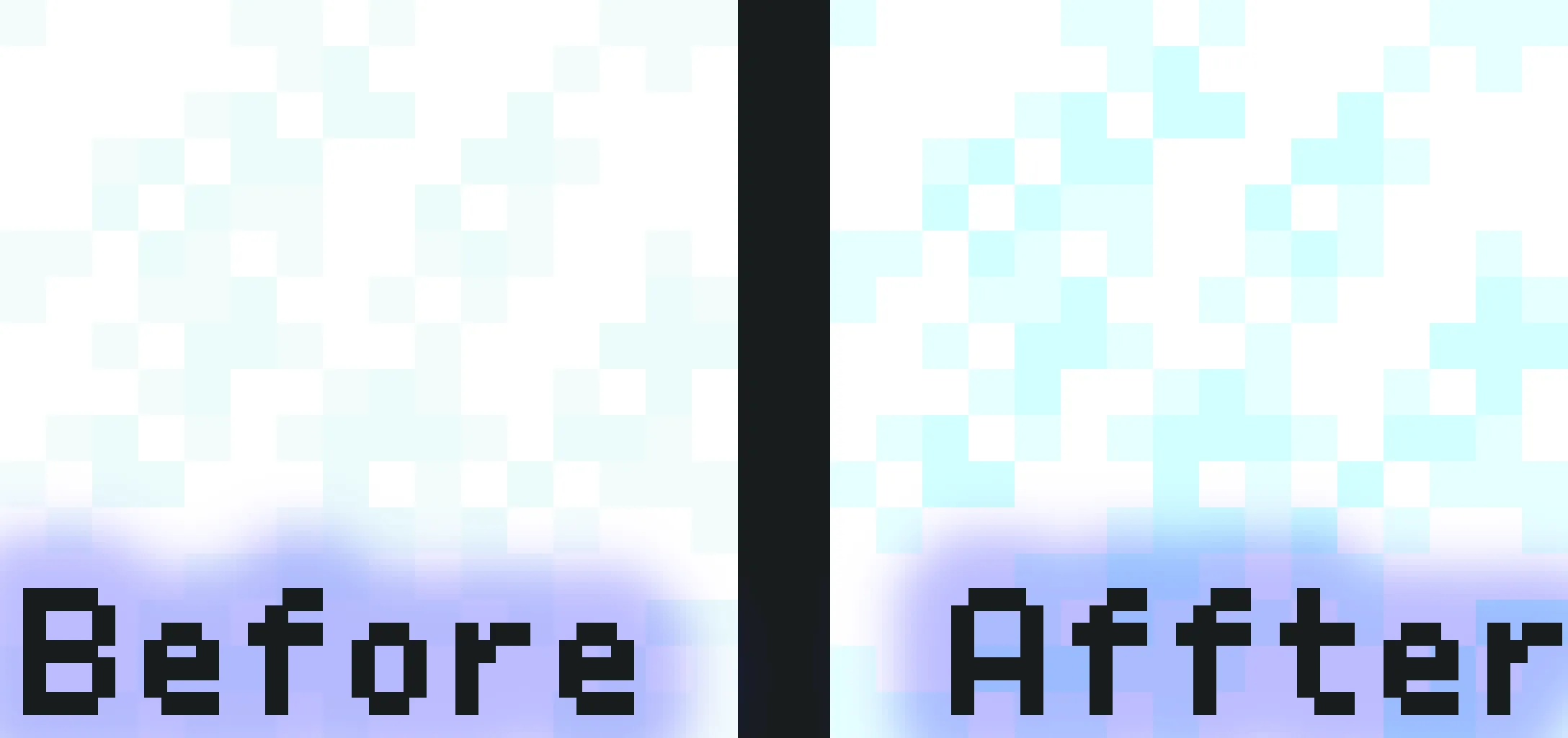 Сравнение текстур пушистого снега из ресурс-пака bangetto's Better Powder Snow.