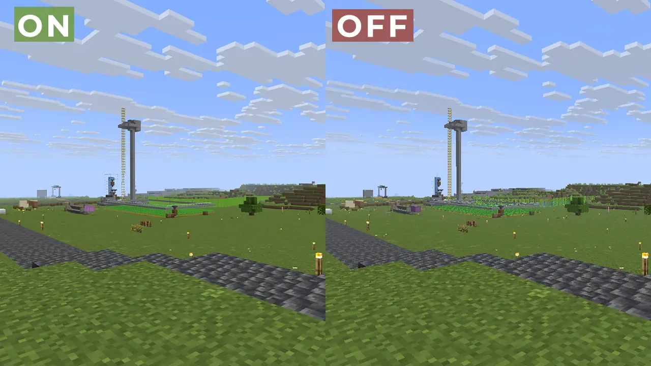 Сравнение эффектов сглаживания TAA и FXAA в Minecraft.