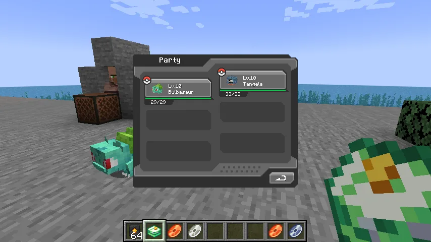 Интерфейс выбора покемонов в проекте TMCraft.