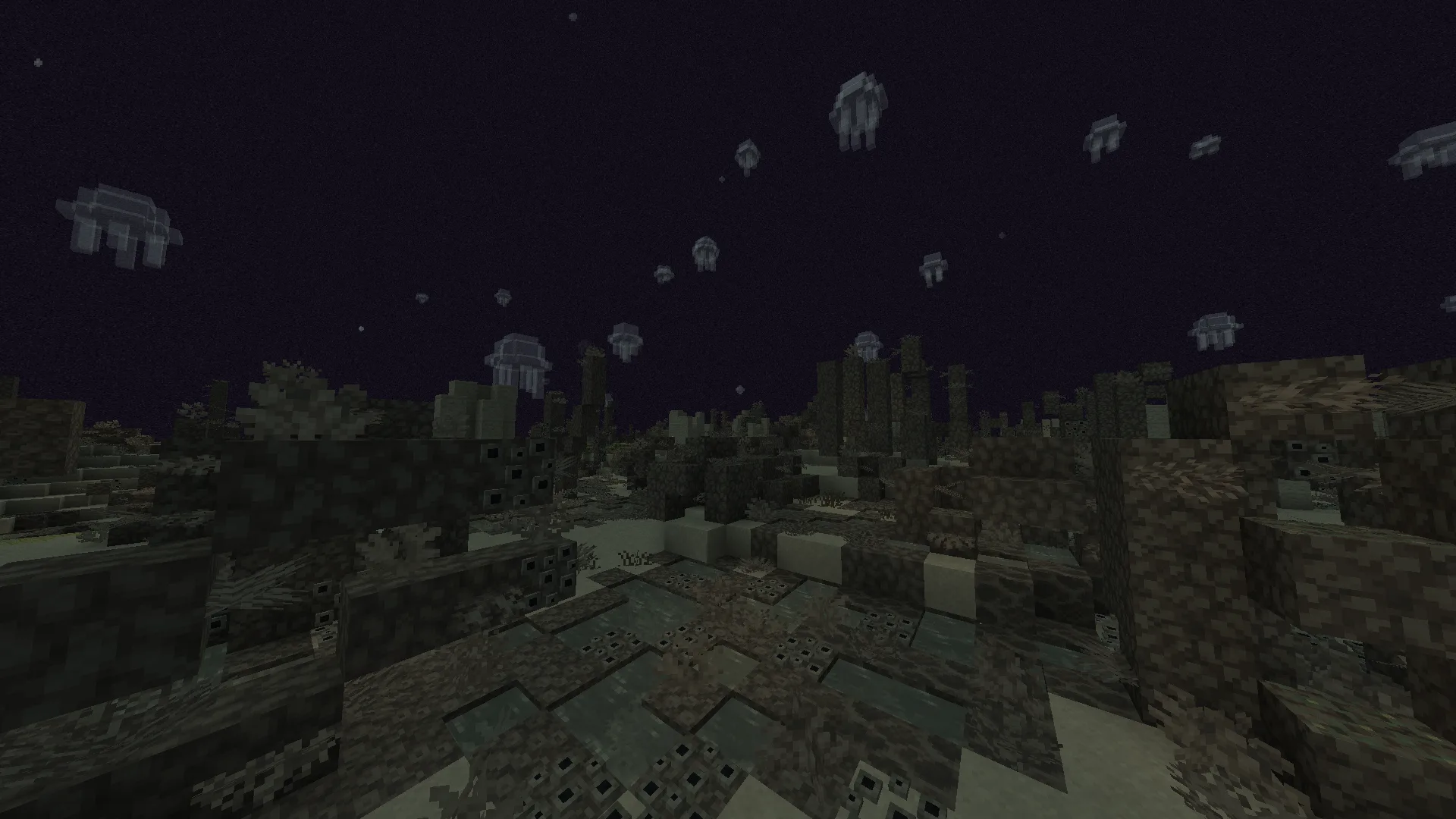 Биом «Риф Края» из мода Biomes O' Plenty с фиолетовыми кораллами и растениями.