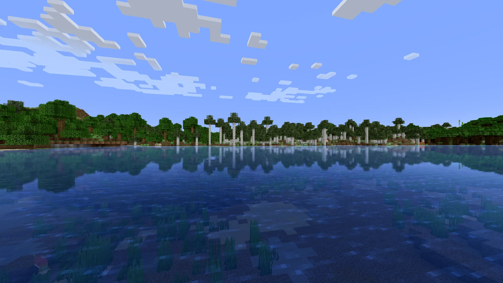 Озеро с шейдерами Reflective Vanilla Shaders.