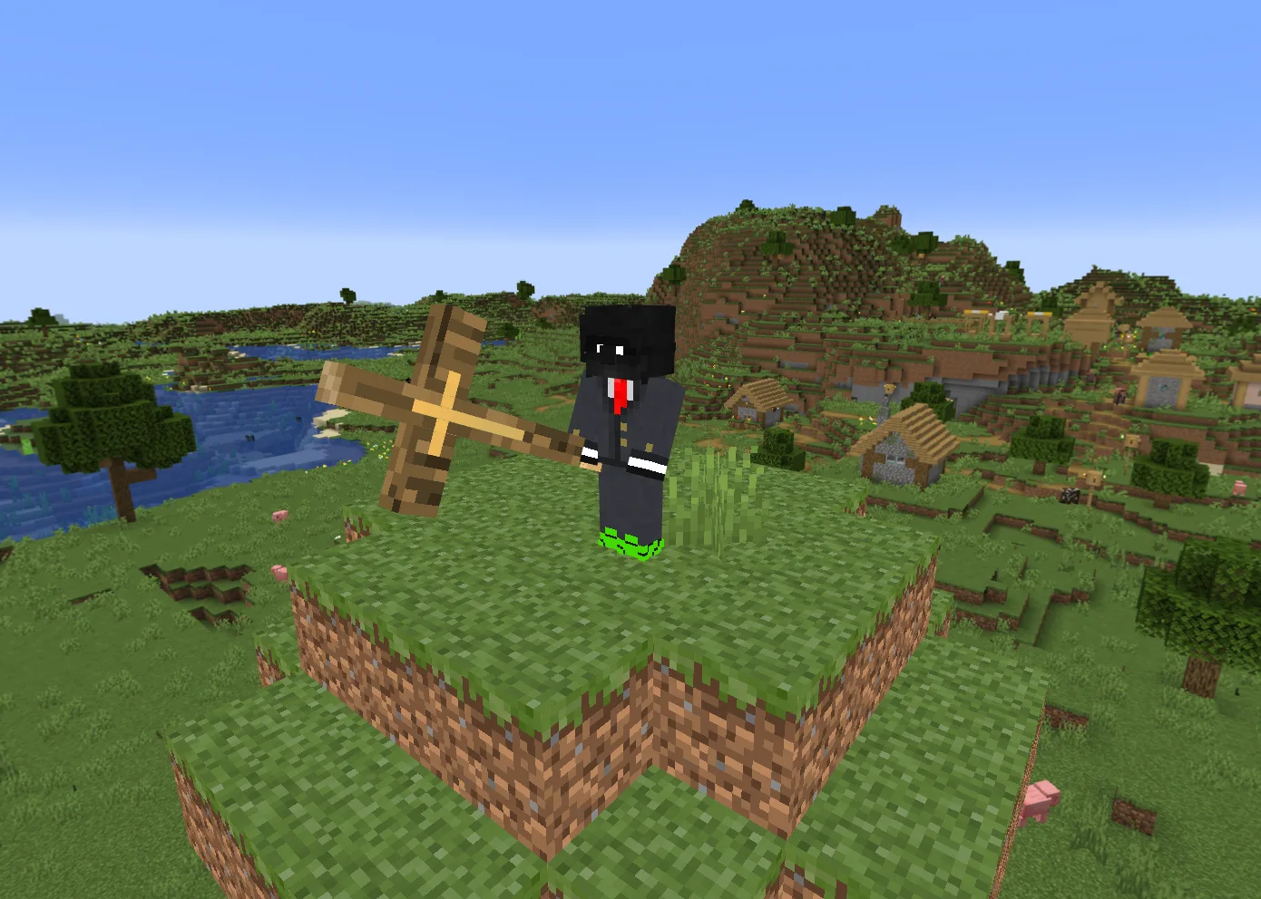 Игрок держит ресурс-пак Cross Mace в Minecraft.