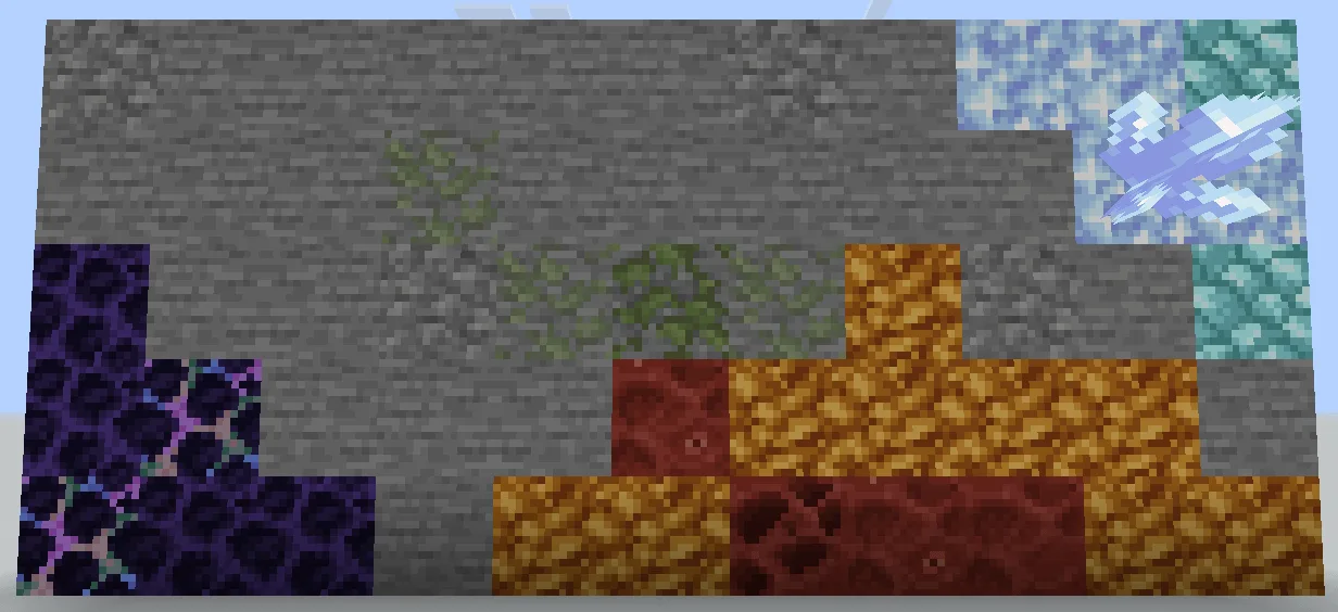 Сравнение текстур блоков из модов с использованием Connected Rocks.