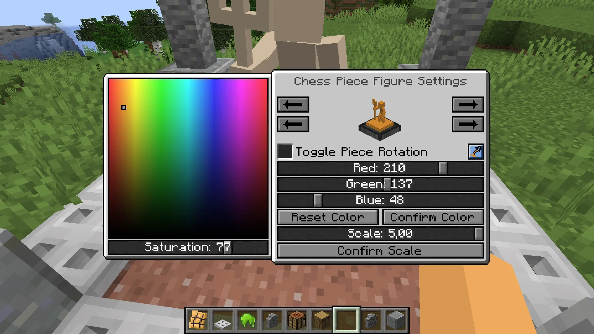 Настройка масштаба, цвета, модели и типа фигурок в Table Top Craft.