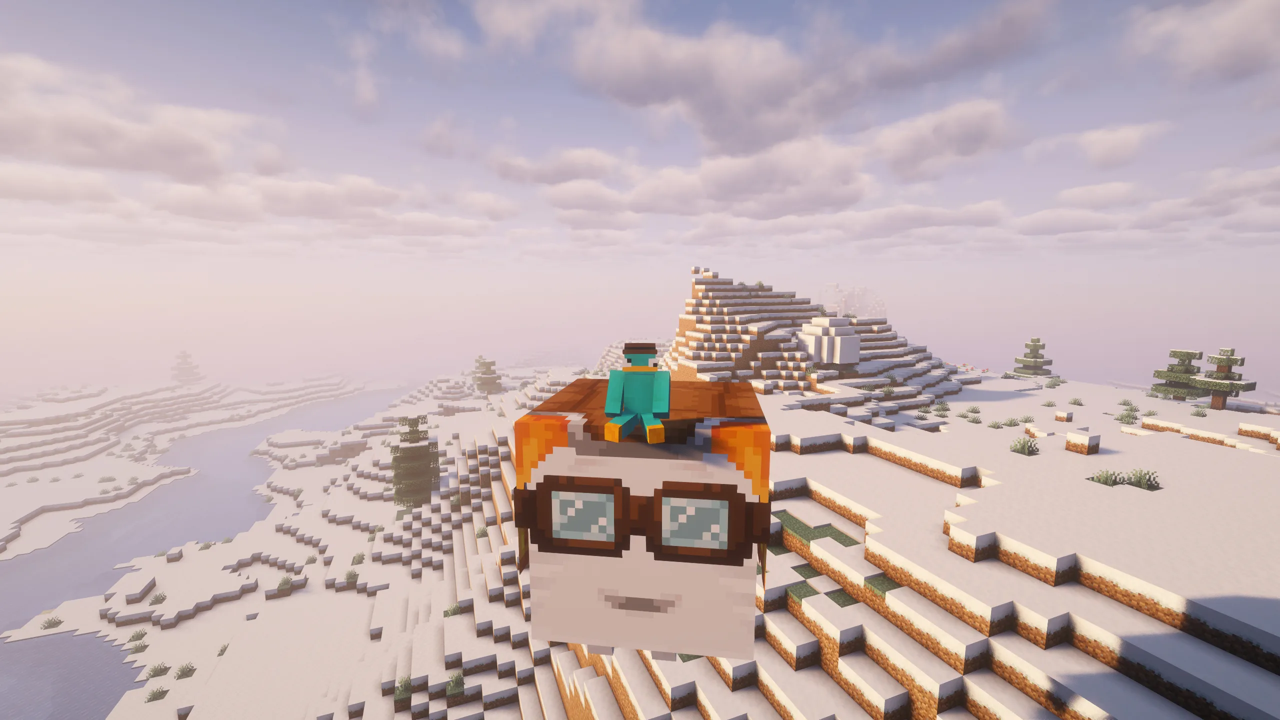 Скриншот игрового процесса проекта Happy Ghasts Boost в Minecraft.