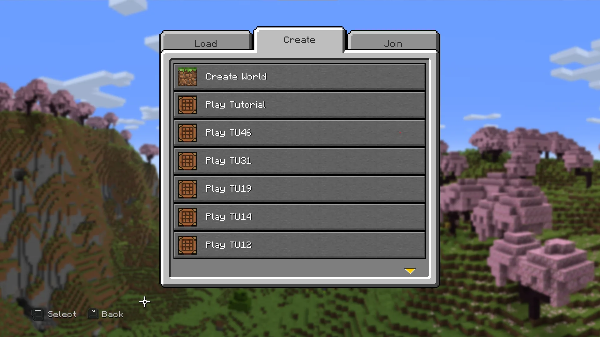 Скриншот обучающего мира Minecraft версии 1.20.x.