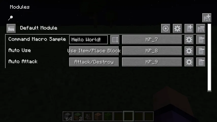 Интерфейс модуля по умолчанию в моде MacroFactory