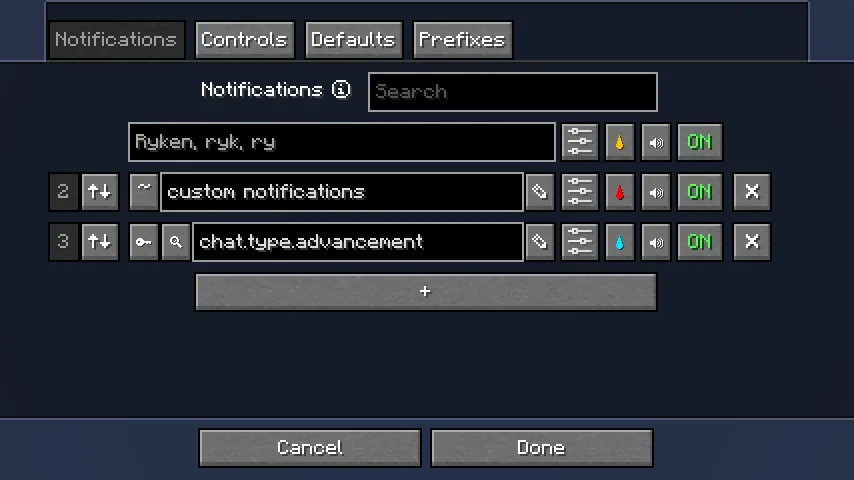 Уведомления в чате Minecraft.