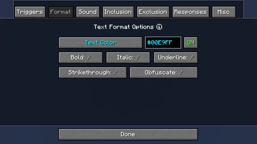 Скриншот настройки формата уведомлений в моде Chat Notify.