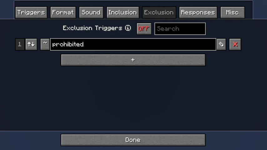 Настройки исключений для уведомлений в чате Chat Notify.