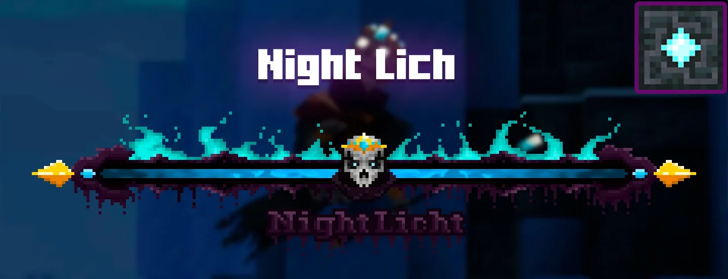 Виджет полоски здоровья босса Night Lich из мода Enhanced Boss Bars.