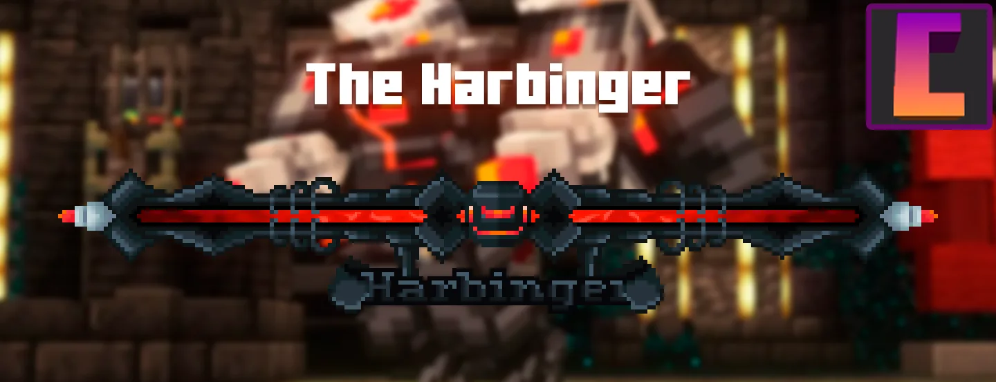Вид полоски здоровья босса Harbinger из мода Enhanced Boss Bars.