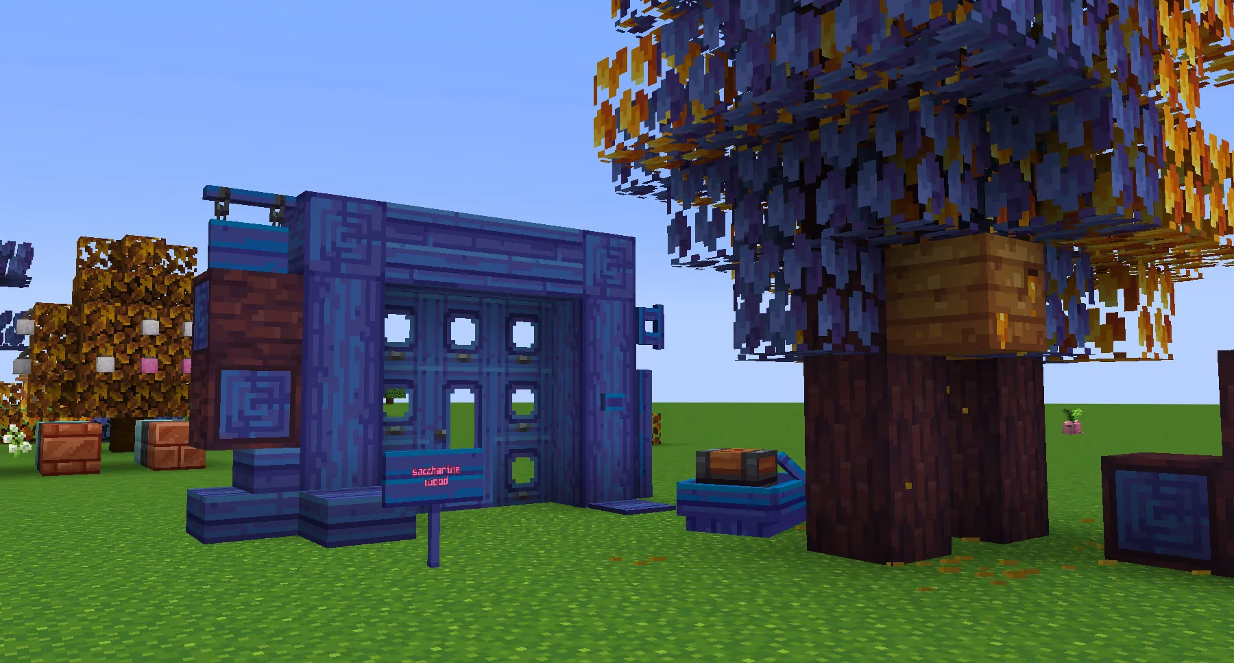 Деревянные элементы декора в стиле Whimscape и Cobblemon.