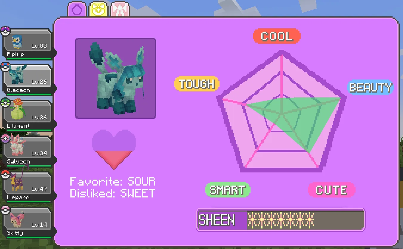 Экран статистики соревнований в Minecraft.