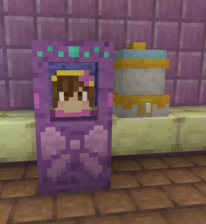 Стенд для соревнований и котел с поффинами в Minecraft.