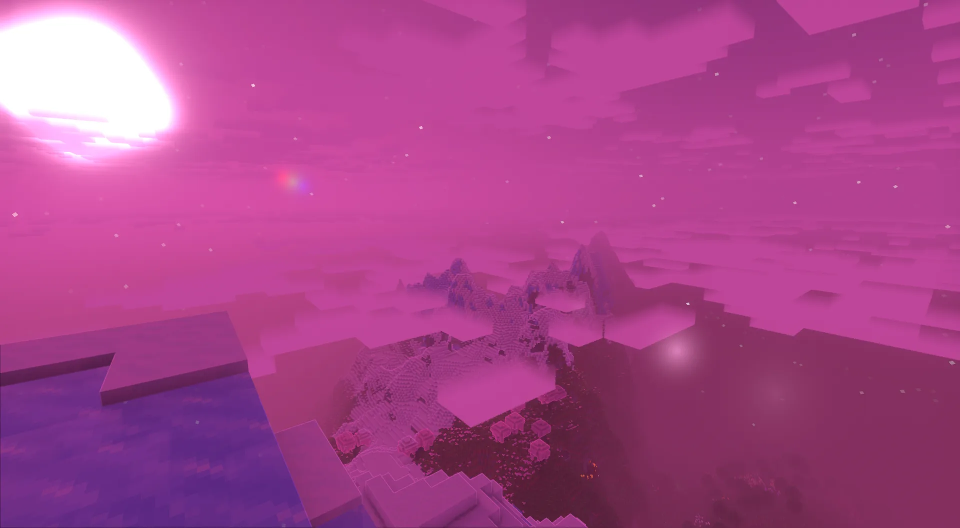 Горный пейзаж на рассвете с использованием шейдера Valentine.