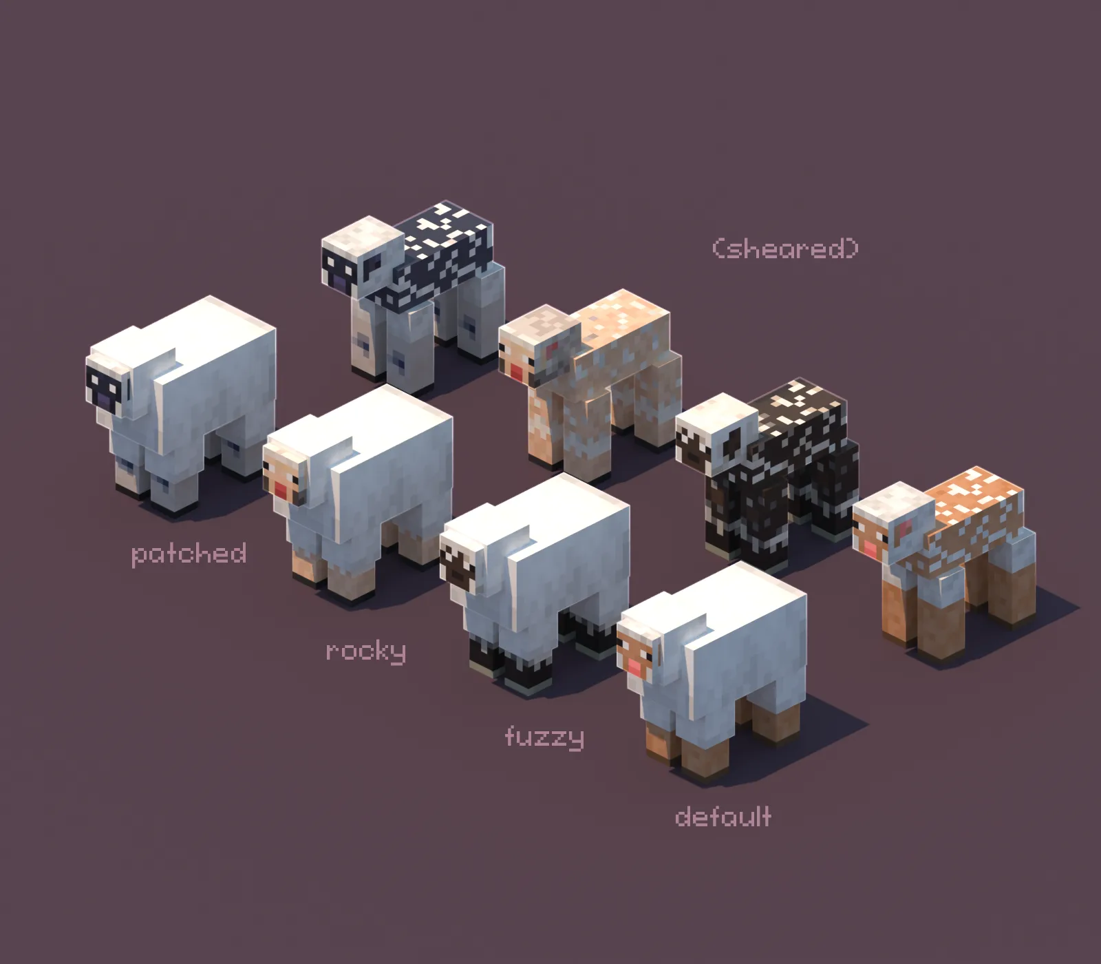 Овца с новым вариантом текстуры из мода More Mob Variants.