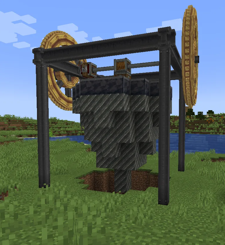 Механизм бурения блоков из мода Create: Dreams & Desires.