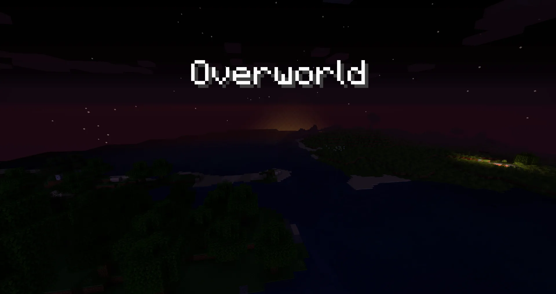 Интерфейс Minecraft с отображением названия биома «Default overworld» в моде Traveler's Titles.