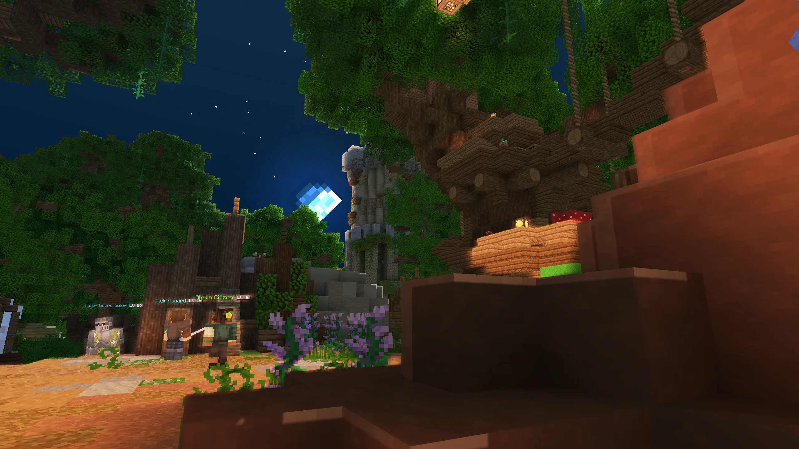 Деревня Алекин в лесу Нивла, освещенная шейдерами Nwoof's Wynn.