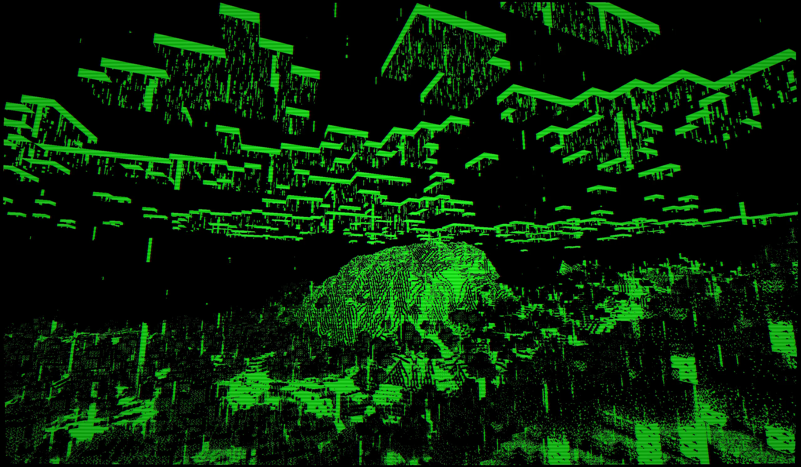 Монохромный шейдер CRT под дождем в Minecraft.