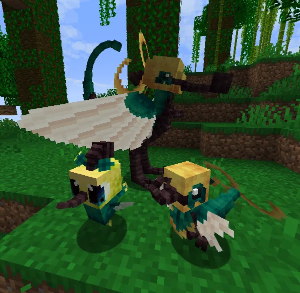 Линейка травяных покемонов-стартовиков Citrillume, Limonzal и Citrisaurid из проекта Cobblemon Fakemon: Lively 'Mons.