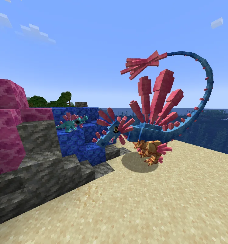 Fakemon Polporos и Spinarift из мода Cobblemon: Lively 'Mons.