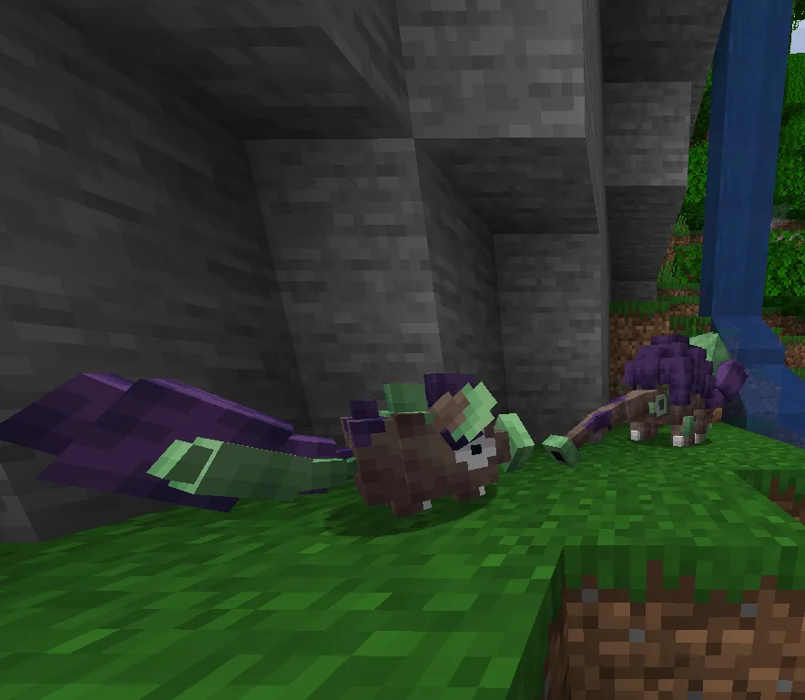 Иллюстрация факемонов Taplatter и Pungudua для мода Cobblemon.