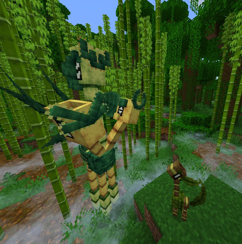 Два покемона Canjitsu и Branchief из проекта Cobblemon Fakemon: Lively 'Mons.