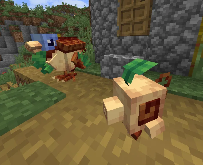 Два покемона Piochio и Thunkoo из проекта Cobblemon Fakemon: Lively 'Mons.