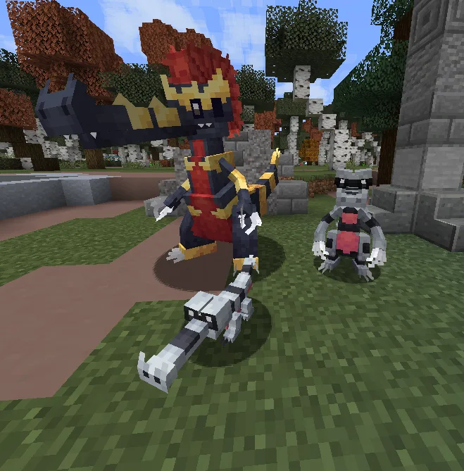 Трио покемонов Sanrosan: Sandile, Krokorok и Krookodile в стиле Cobblemon.