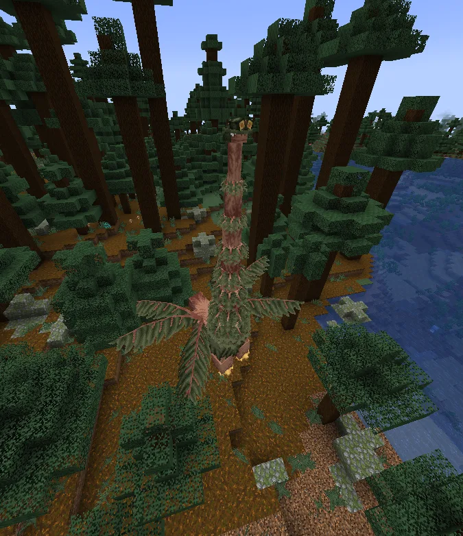 Minecraft-модель покемона Санросан Тропиус из мода Cobblemon.