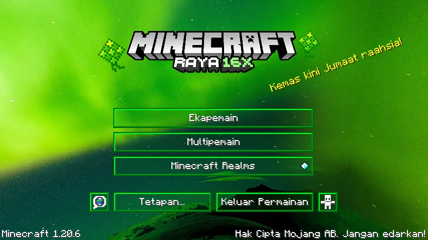 Главное меню в ресурс паке Raya 16x