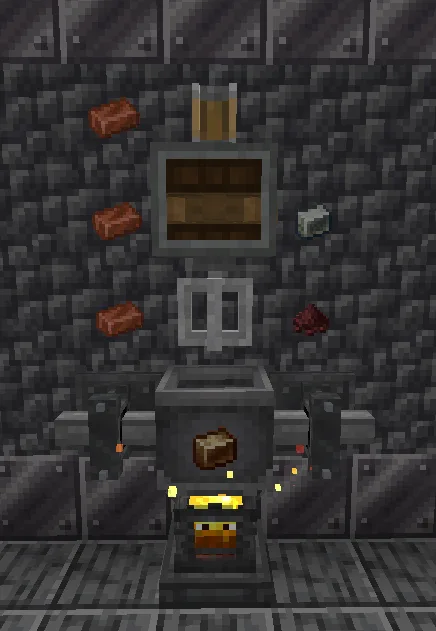 Схема крафта бронзы из мода Create: Alloyed: 3 части меди, 1 часть цинка и порошок пепла.