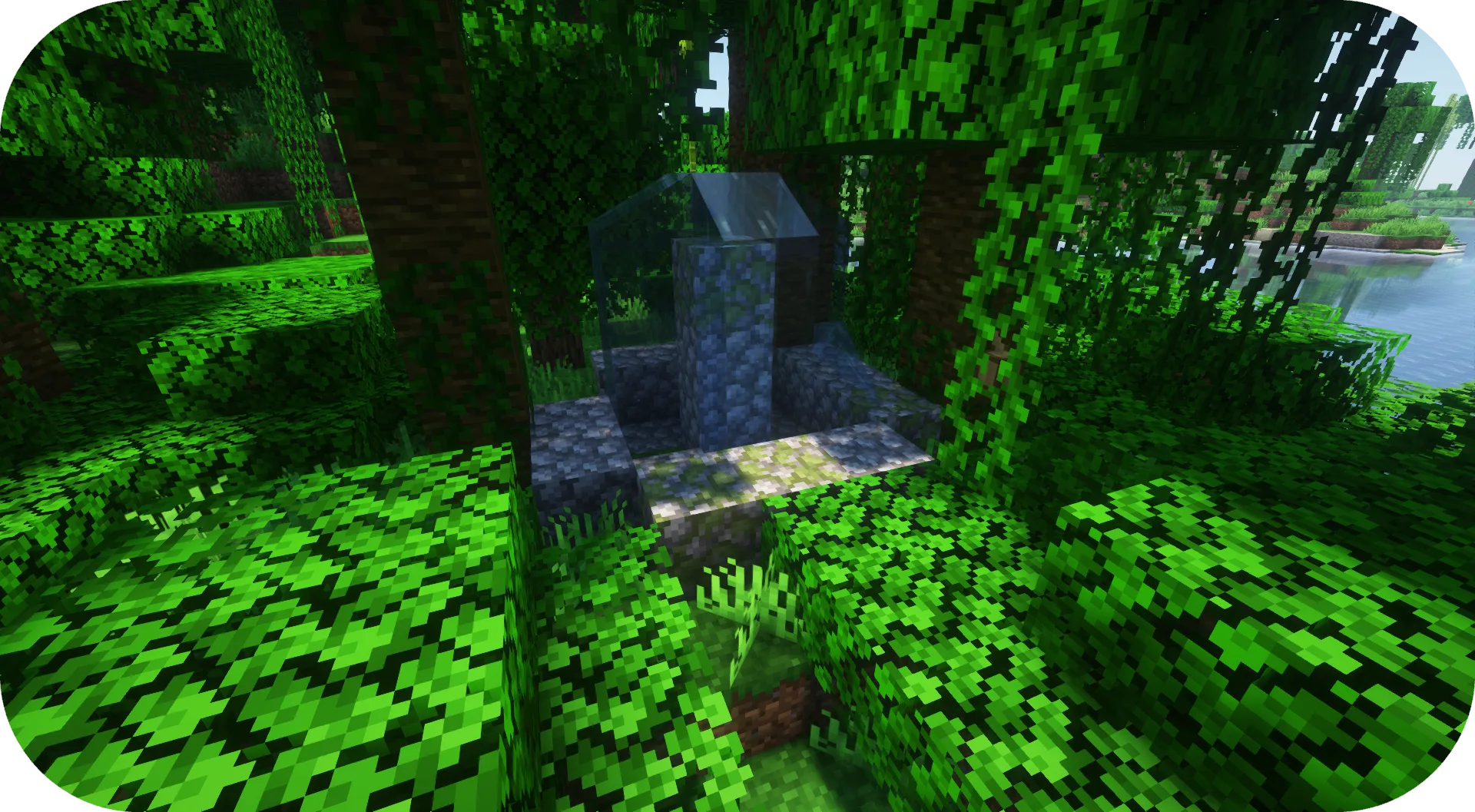 Заросший фонтан в джунглях из мода Formations Overworld.