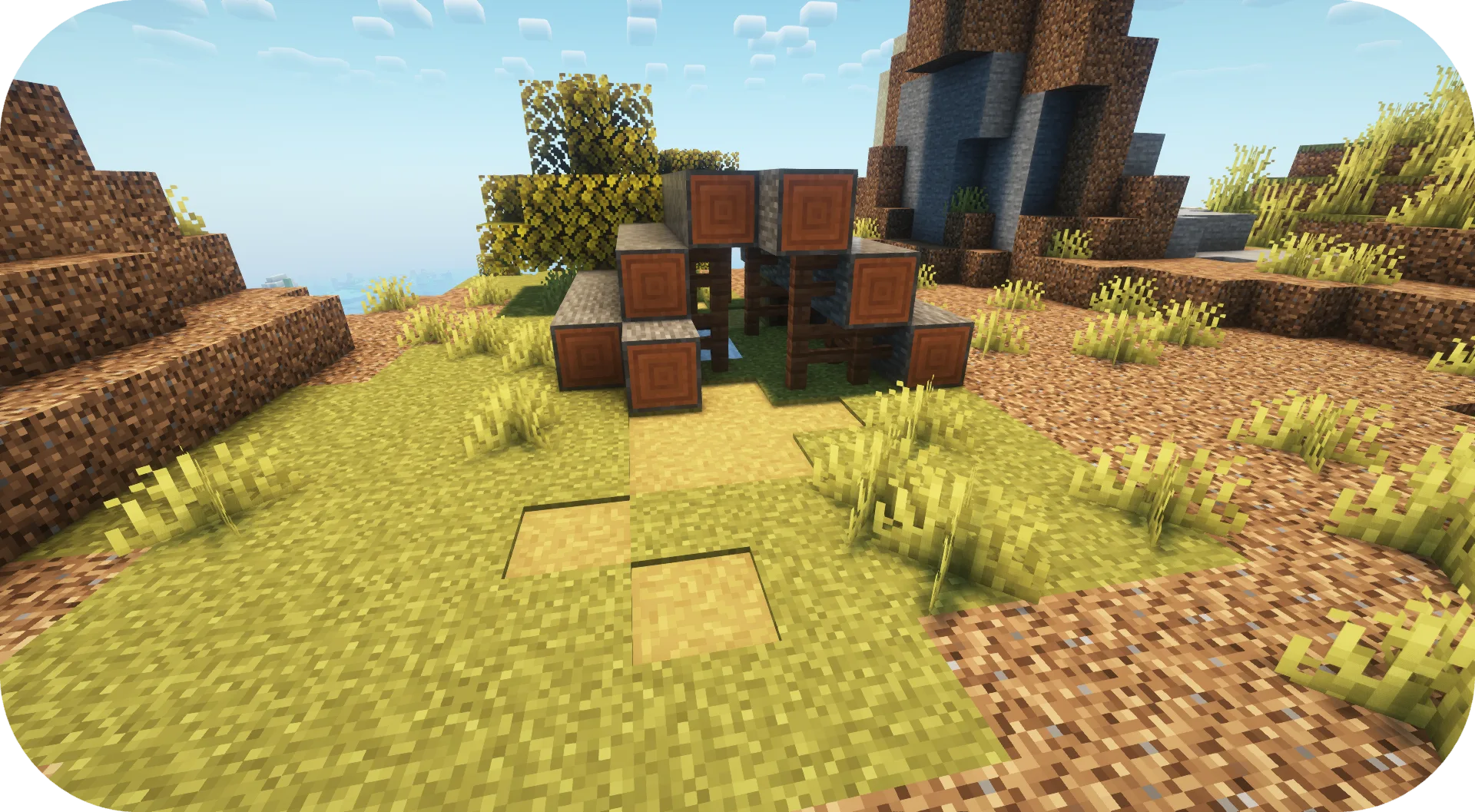 Укрытие из бревен в стиле мода Formations Overworld.