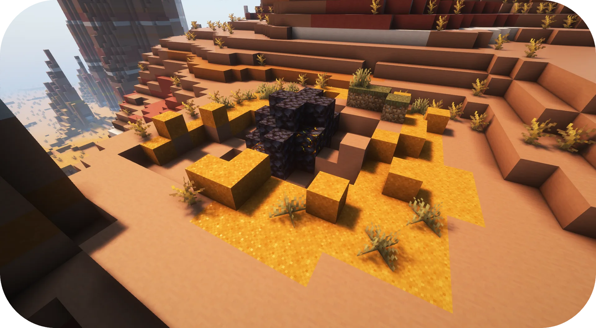 Метеорит на вершине холма в биоме бесплодных земель.