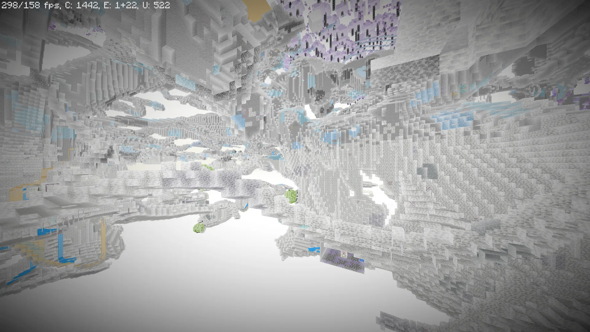 Инвертированные цвета шейдера InvertColors-Shader в спектатор-режиме в пещерах.