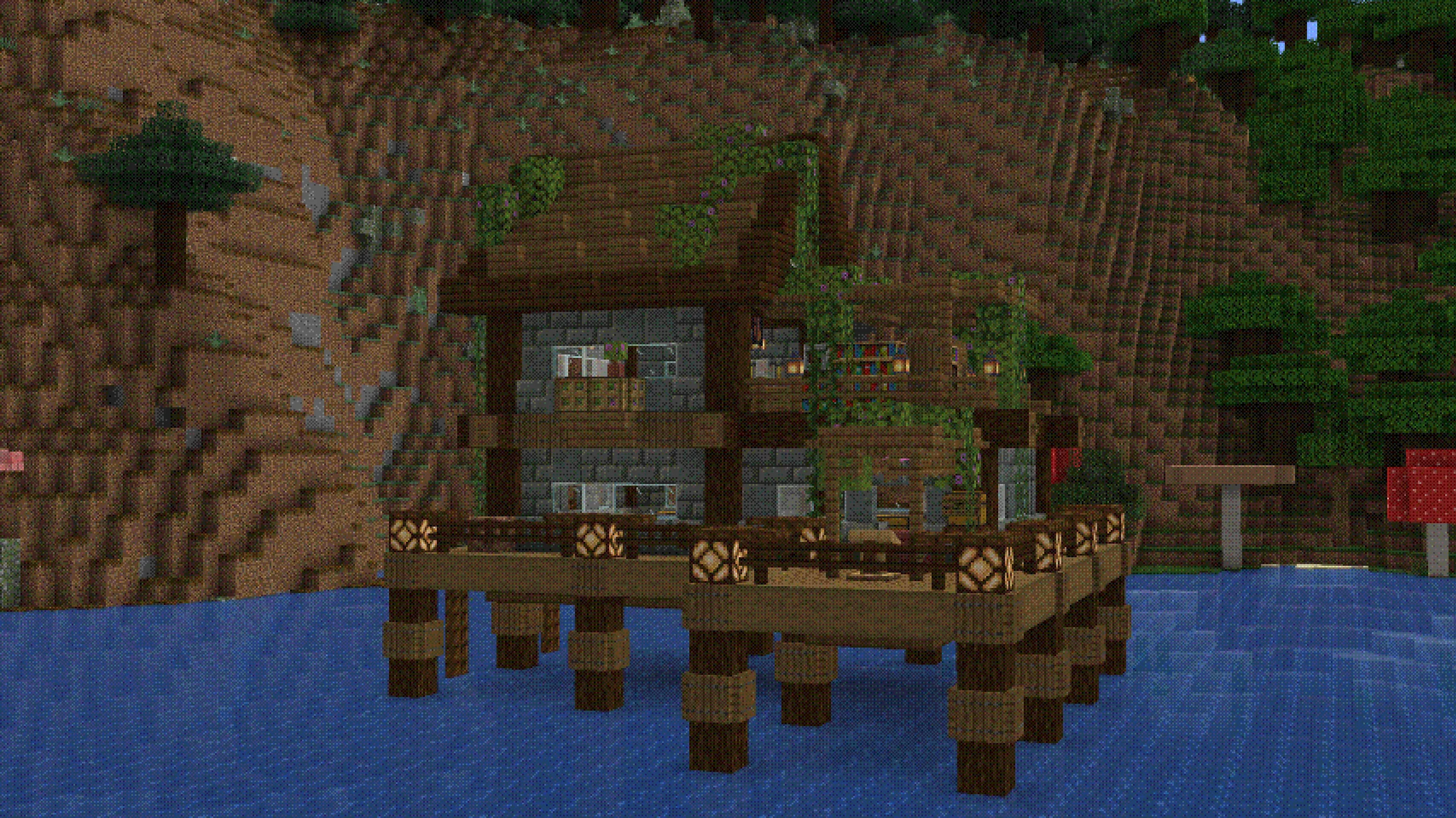 Дом на озере, обработанный дизерингом с масштабом 3x.