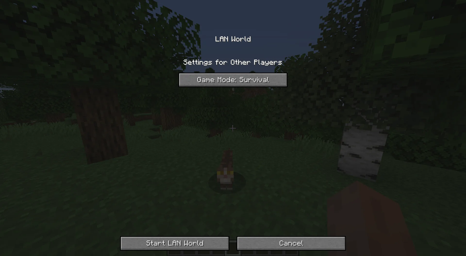 Экран «Открыть для сети» с измененным интерфейсом мода No LAN Cheating.